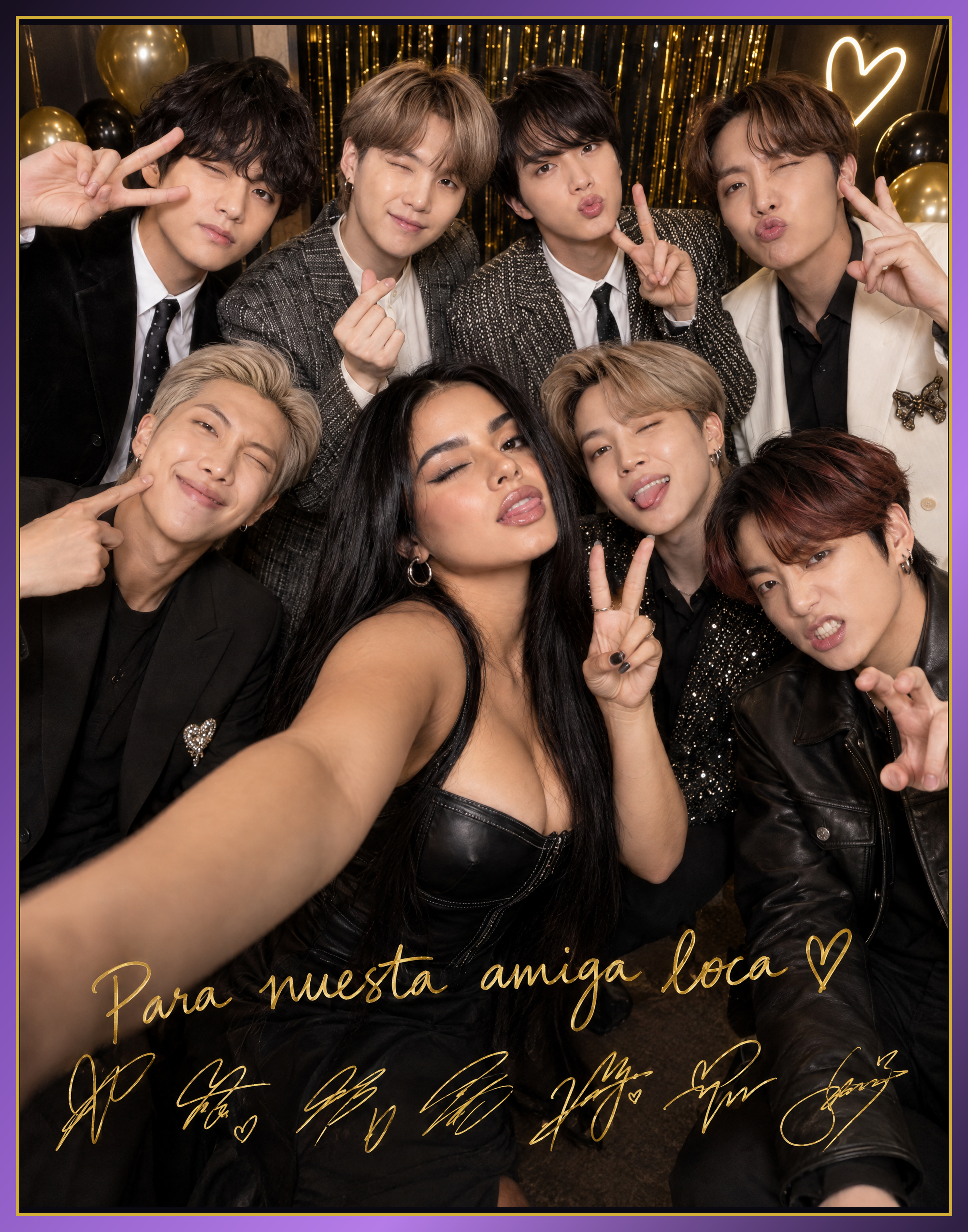 Ejemplo de póster FANSHOTY con el cliente y los siete artistas